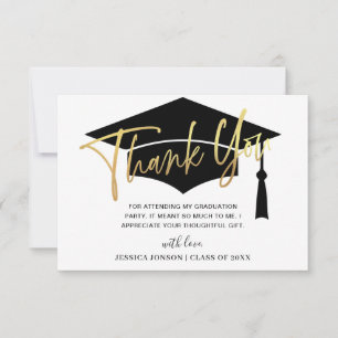 Modern Simple Minimalist Golden Navy Graduation Dankeskarte