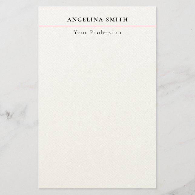 Modern Simple Minimalist White Red Professional Briefpapier (Vorderseite)