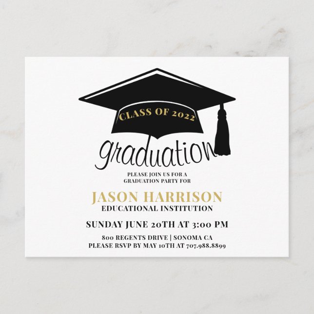 Modern Simple Minimalistisch 2022 Graduation Party Einladungspostkarte (Vorderseite)