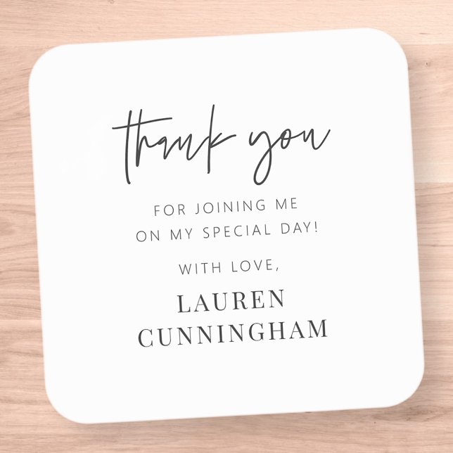 Modern Simple Minimalistisch Chic Vielen Dank Quadratischer Aufkleber (Von Creator hochgeladen)