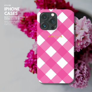 Modern Simple Minimalistisch Pink Gingham Karo Case-Mate iPhone Hülle