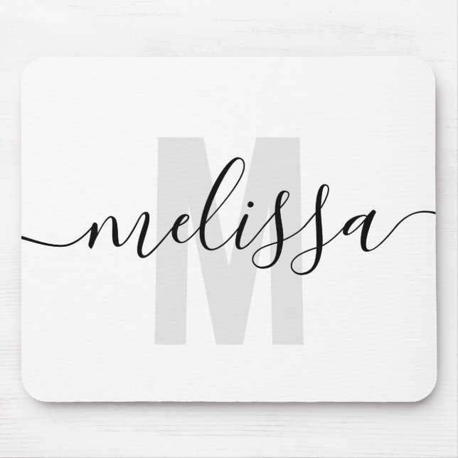 Modern Simple Monogram Handwriting Name Mousepad (Vorne)
