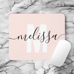 Modern Simple Monogram Handwriting Name Mousepad<br><div class="desc">Modernes Monogramm mit handgeschriebenem Namen.</div>