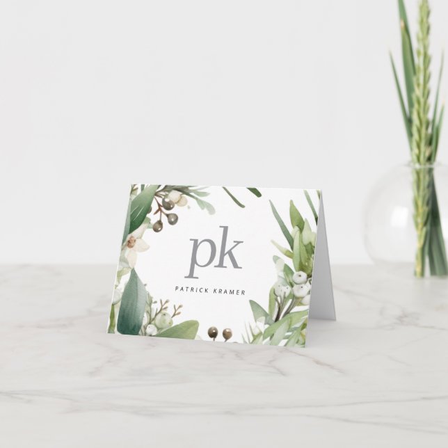 Modern Simple Monogram Name Christmas Holiday Dankeskarte (Vorderseite)