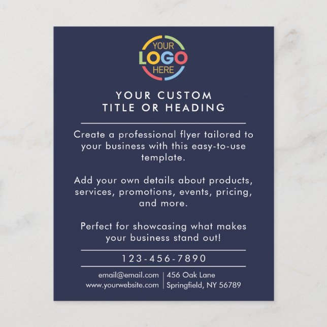 Modern Simple Navy Blue Business Logo-Werbeaktion Flyer (Vorne)
