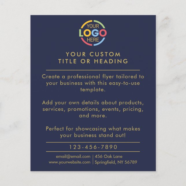 Modern Simple Navy Blue Business Logo-Werbeaktion Flyer (Vorne)