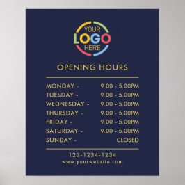 Modern Simple Navy Blue | Geschäftsöffnungszeiten Poster