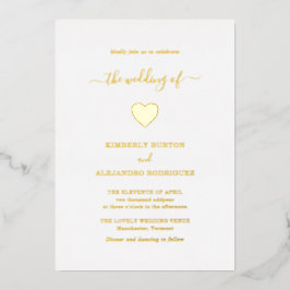 Modern Simple Niedlich Heart Elegante Hochzeit Folieneinladung