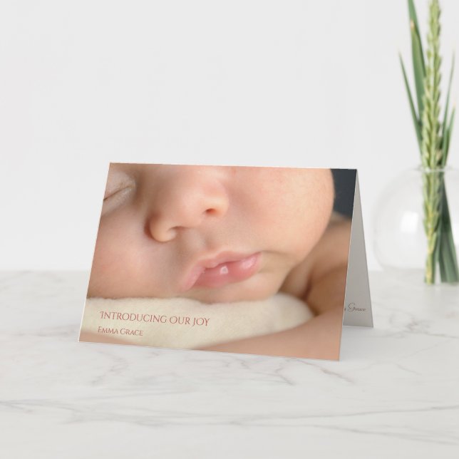 Modern Simple Photo Birth Announcement Dankeskarte (Vorderseite)