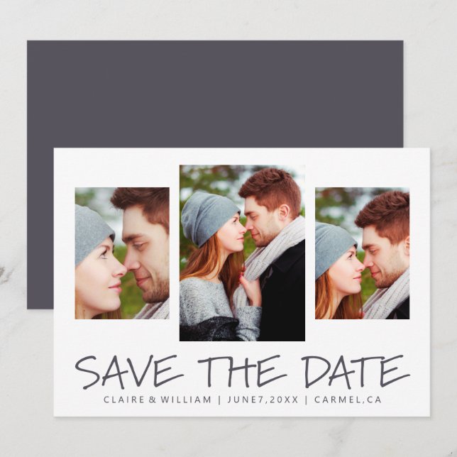 Modern Simple Photo Collage Enregistrer la carte D (Devant / Derrière)