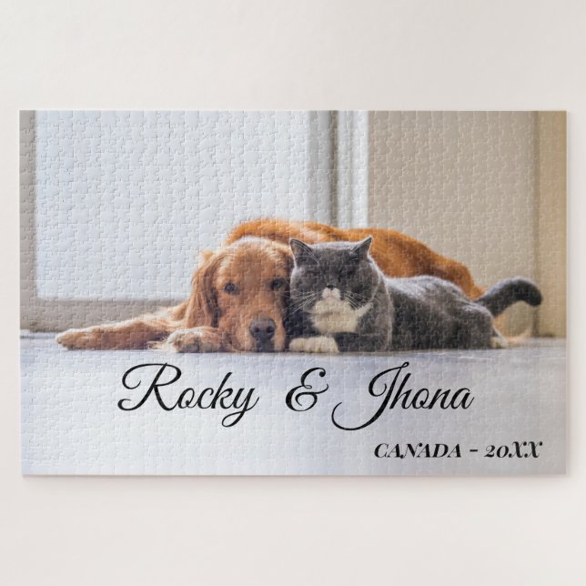 Modern Simple Photo DOG AND CAT (Horizontal)
