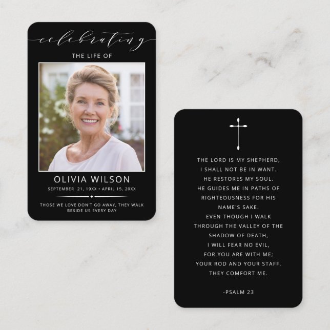 Modern Simple Photo Funeral Memorial Prayer Cards Visitenkarte (Vorne/Hinten)