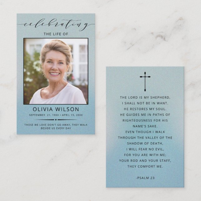 Modern Simple Photo Funeral Memorial Prayer Cards Visitenkarte (Vorne/Hinten)