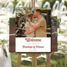 Modern Simple Photo Wedding Reception Welcome Sign