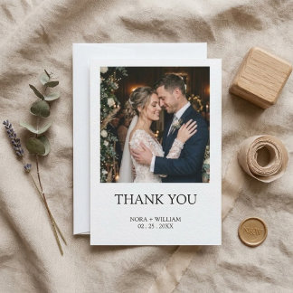 Modern Simple Photo Wedding Thank You Card Dankeskarte