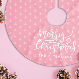 Modern Simple Pink Frohe Weihnachtsnamen Polyester Weihnachtsbaumdecke