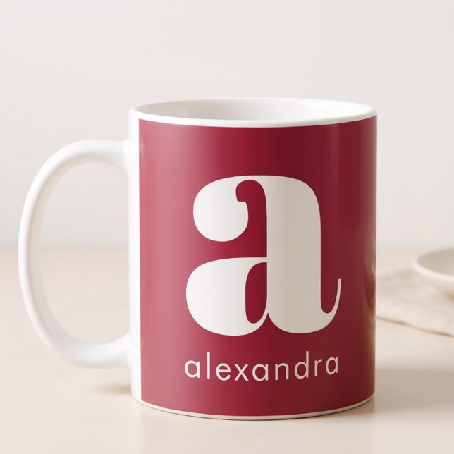 Modern Simple Pink Monogram Initial Letter Name Kaffeetasse (Von Creator hochgeladen)