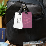 Modern Simple Pink Monogram Name & Initial Gepäckanhänger<br><div class="desc">Ein moderner und einfacher rosa monochrome Monogramm Name & Initial.</div>