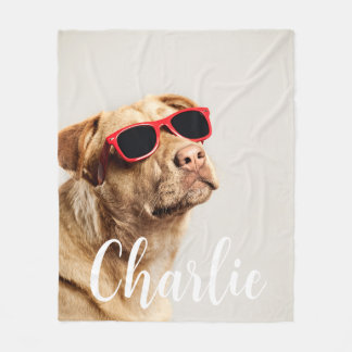 Modern Simple Playful Elegant Chic Pet Photo  Fleecedecke