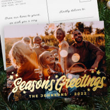 Modern Simple Playful Greetings Stars Family Photo