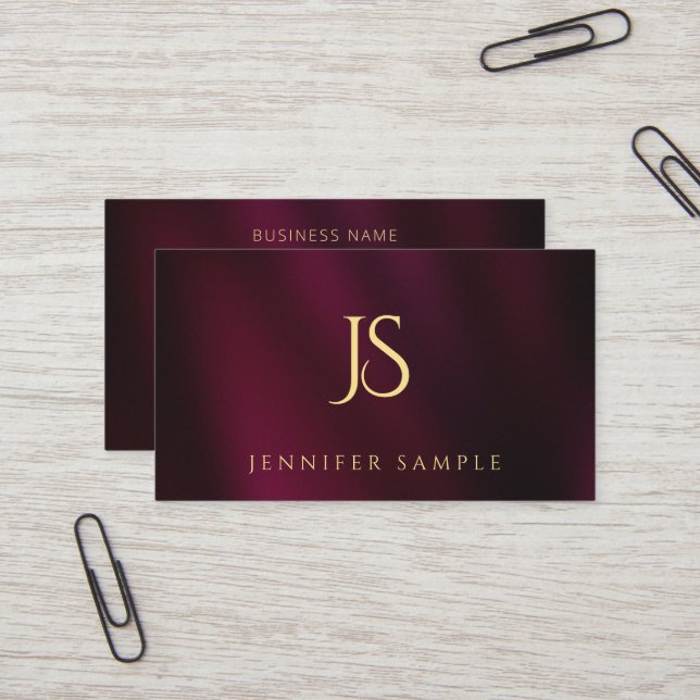 Modern Simple Professional Elegant Gold Monogram Visitenkarte (Vorderseite/Rückseite Beispiel)