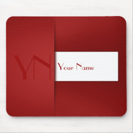 Modern Simple Red Monogram Name - Mousepad