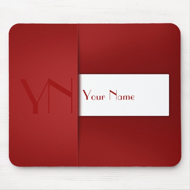 Modern Simple Red Monogram Name - Mousepad (Vorne)