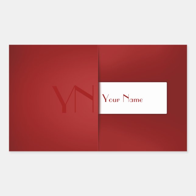 Modern Simple Red Monogram Name Rechteckiger Aufkleber (Vorderseite)