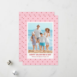 Modern Simple Red Pink Hearts Photo Valentines Day Feiertagskarte