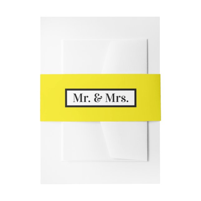 Modern Simple Retro Gelb Mr. + Mrs. Einladungsbanderole (Vorderseite Beispiel)
