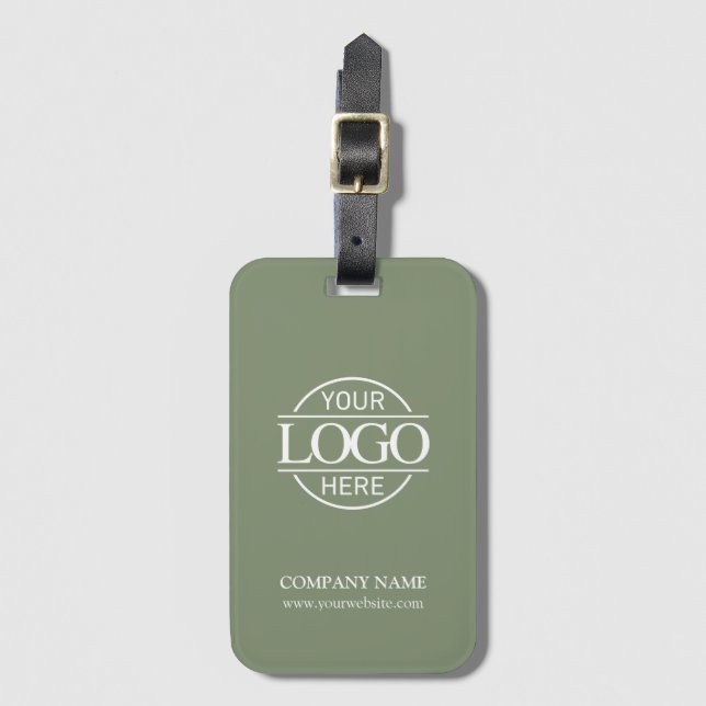 Modern Simple Sage Green Business Logo Employee Gepäckanhänger (Vorderseite Vertikal)