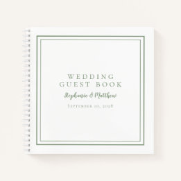 Modern Simple Sage Green Wedding Budget Gästebuch Notizbuch