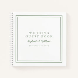 Modern Simple Sage Green Wedding Budget Gästebuch Notizbuch