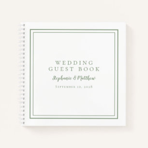 Modern Simple Sage Green Wedding Budget Gästebuch Notizbuch