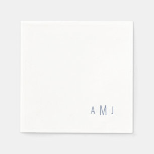 Modern Simple Schriftart Dusty Blue Monogram Serviette