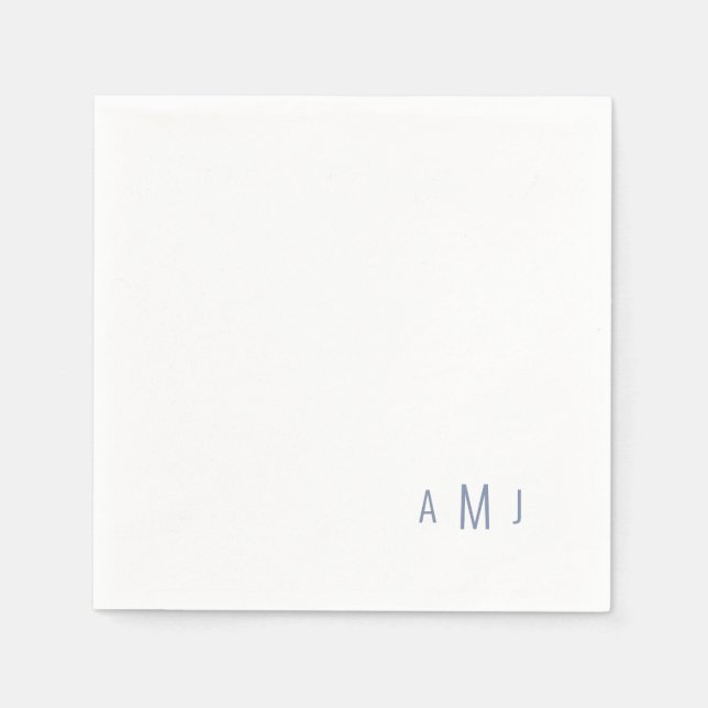 Modern Simple Schriftart Dusty Blue Monogram Serviette (Vorderseite)