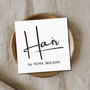 Modern Simple Schwarz-weiß Bold Hairstylist Quadratische Visitenkarte