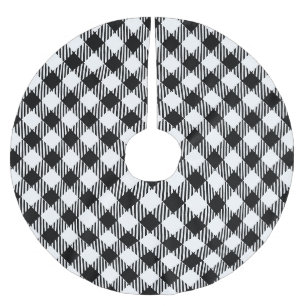 Modern Simple Schwarz-weiß Gingham Karo Polyester Weihnachtsbaumdecke