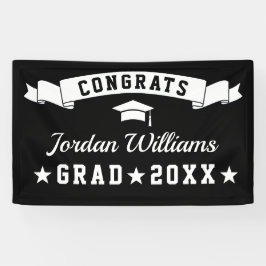 Modern Simple Schwarz-weiß Graduation Party 2024 Banner