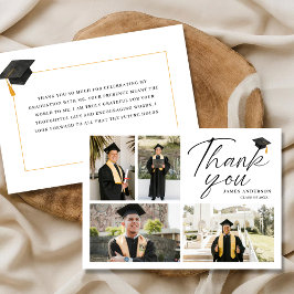 Modern Simple Script 4 Photo collage Graduation Dankeskarte