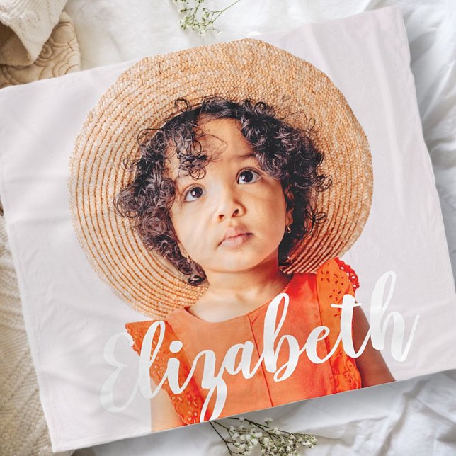 Modern Simple Script Add Your Name and Photo Fleecedecke (Von Creator hochgeladen)