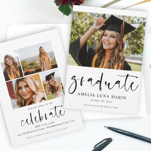 Modern Simple Script Photo Graduation Invitation