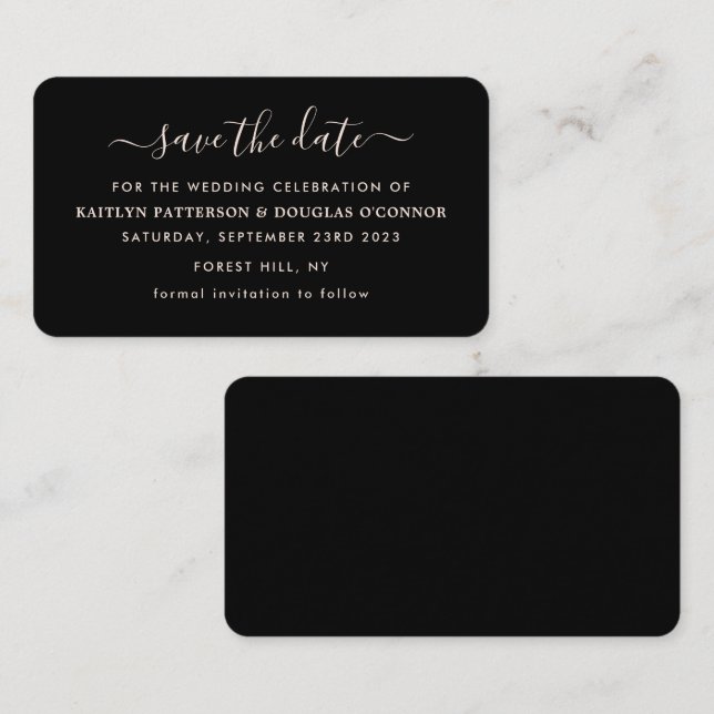 Modern Simple Script Save the Date Card Visitenkarte (Vorne/Hinten)
