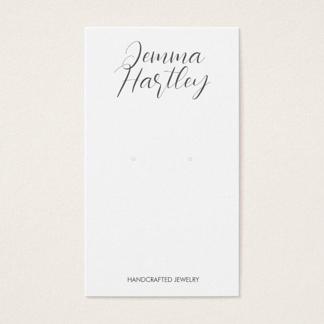 Modern Simple Script Schwarz-weiß Earring Display (Vorderseite)