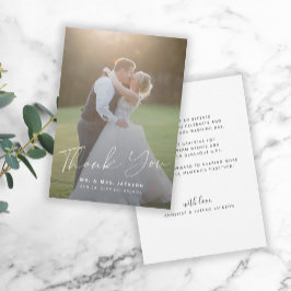 Modern simple script wedding photo dankeskarte