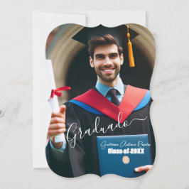 Modern Simple Spanish Foto Script Grad Einladung
