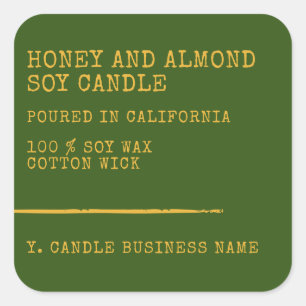 Modern Simple Style Dark Forest Green Candle Label Quadratischer Aufkleber