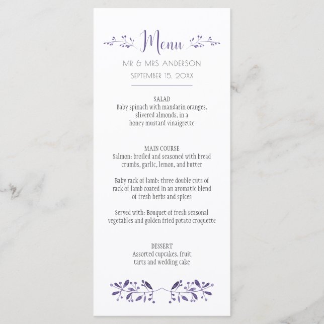 Modern Simple Ultra Violet Menu Cards Menükarte (Vorderseite)