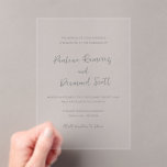 Modern Simple Wedding Acryleinladungen<br><div class="desc">Elegant wedding invitation featuring a simple and classic design with your names in a modern handwritten script.  A traditional style that is great for an informal or formal wedding.</div>
