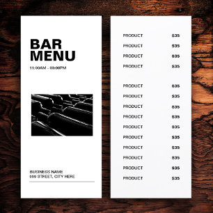 Modern Simple White Bar Menu Preisliste Menükarte